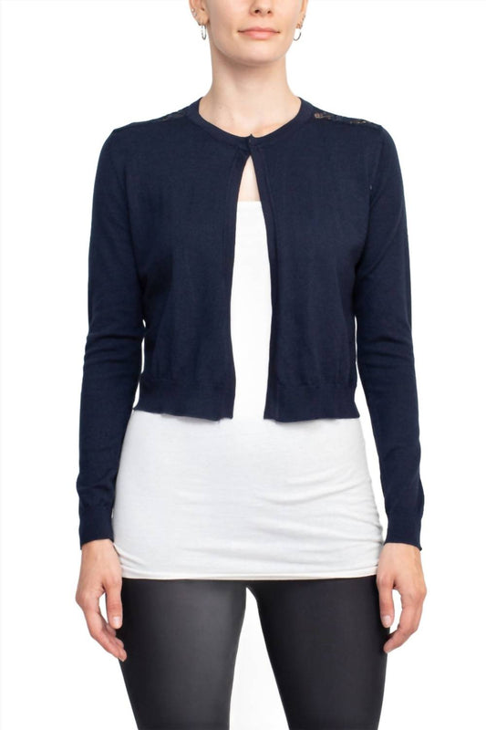 Luxxe Lane - Long Sleeve Lace Back Hook Closure Knit Cardigan