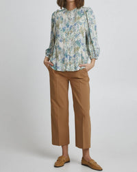 Fransa - Mandarin Collar Floral 3/4 Sleeve Blouse