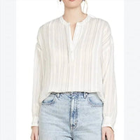 Vince - Drapey Stripe Band Collar Shirt