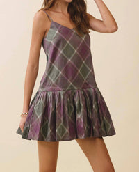 Tcec - Women's Plaid Drop Waist Dress