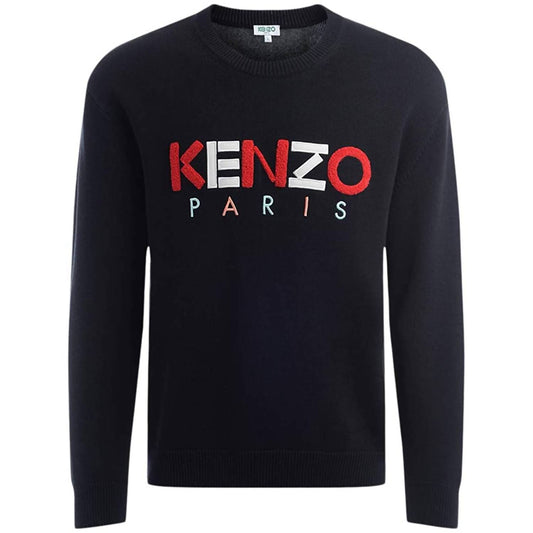 Men's Maglione Paris in Lana Nera Con Logo A Contrasto Sweater