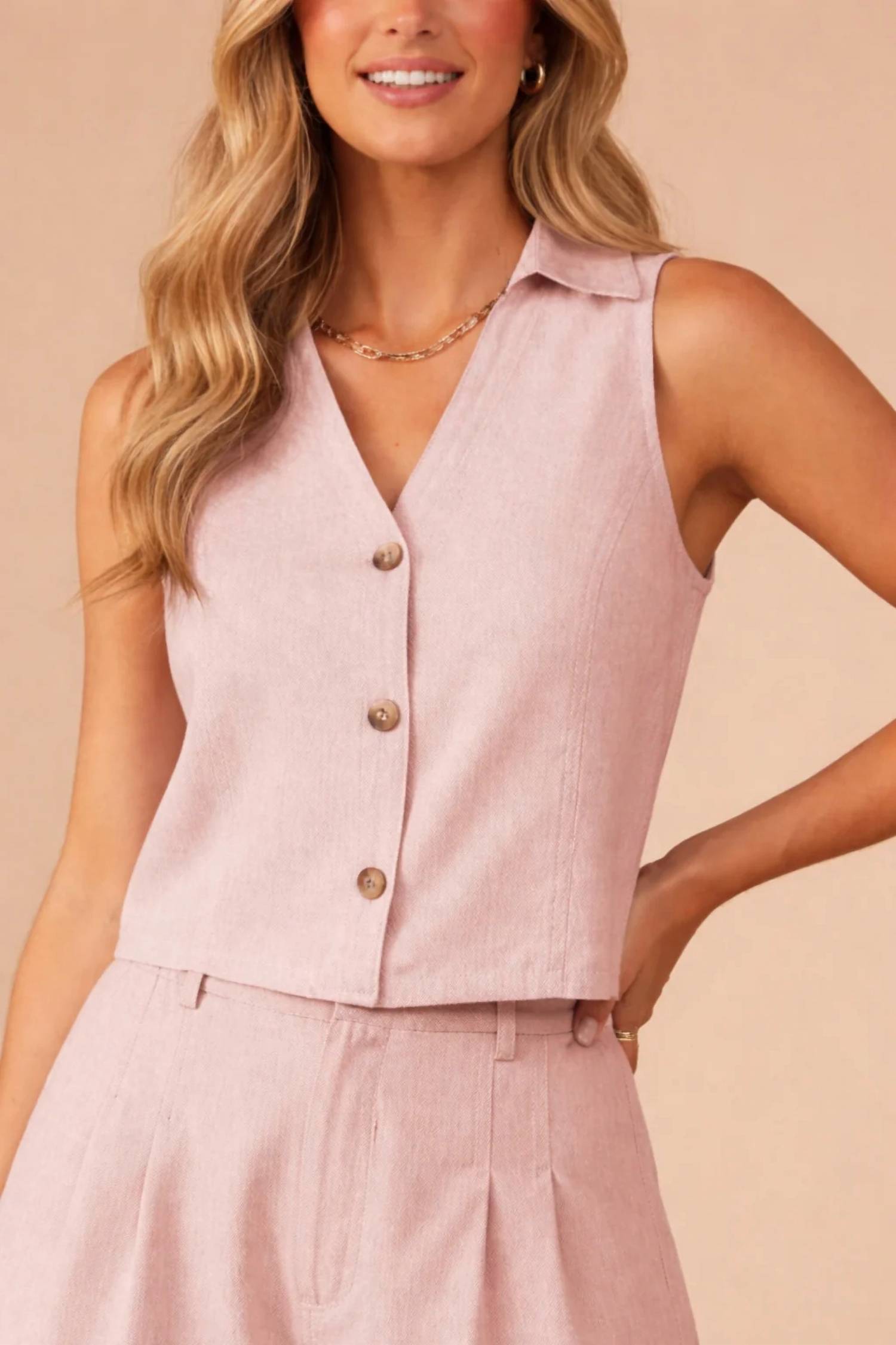 Kld. Signature - Faux Suede Cropped Vest Top