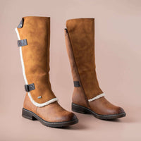 RIEKER Women's Tall Boot in brown - women's shoe - detail view