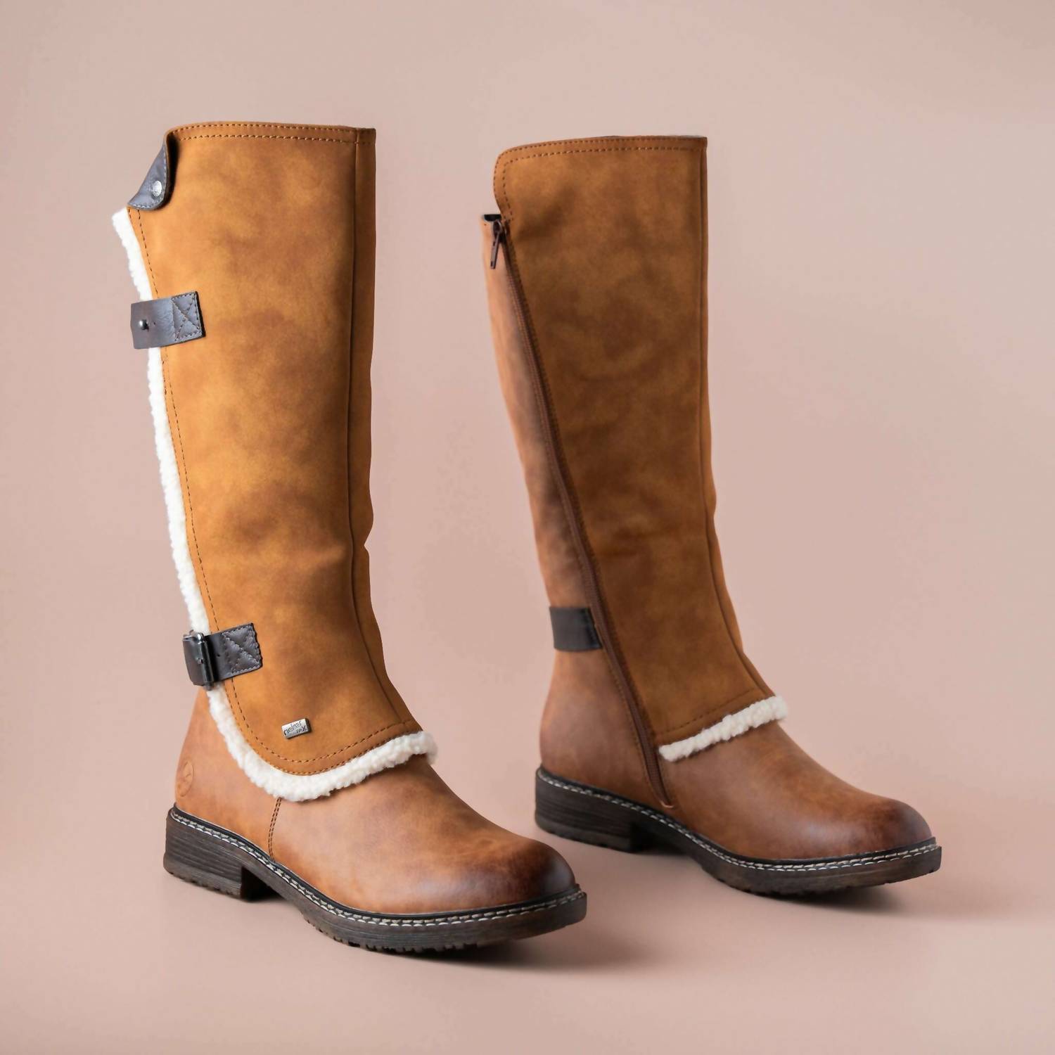 RIEKER Women's Tall Boot in brown - women's shoe - detail view