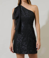 SUGARLIPS Floral One Shoulder Mini Dress in black - women's dress