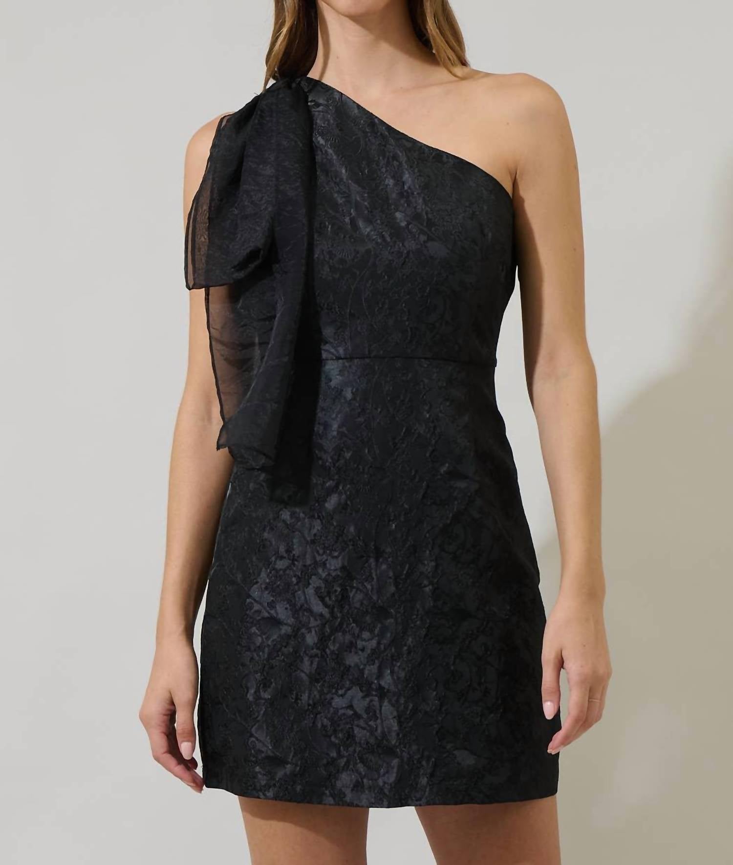 SUGARLIPS Floral One Shoulder Mini Dress in black - women's dress