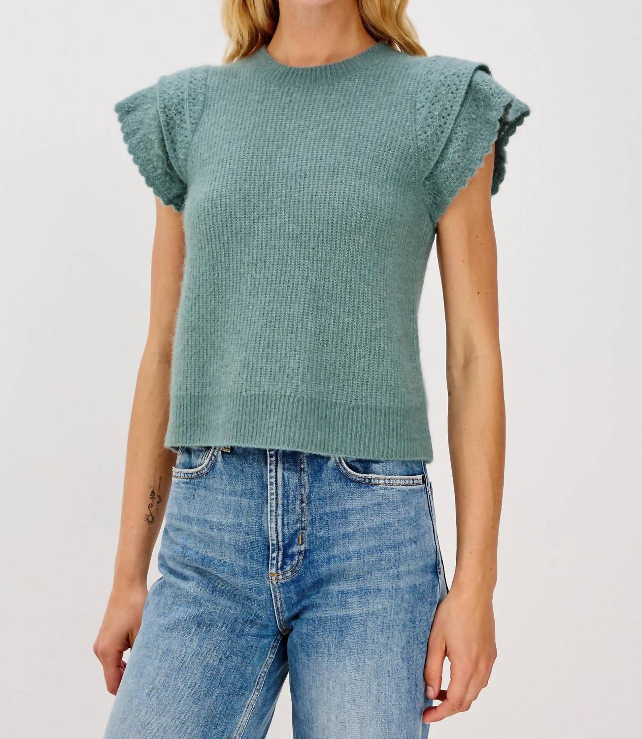 Rails Stasia Short Sleeve Top in teal - women's t-shirt - detail view