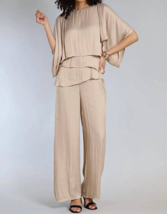 Lola & Sophie - Vintage Satin Tiered Ruffle Jumpsuit