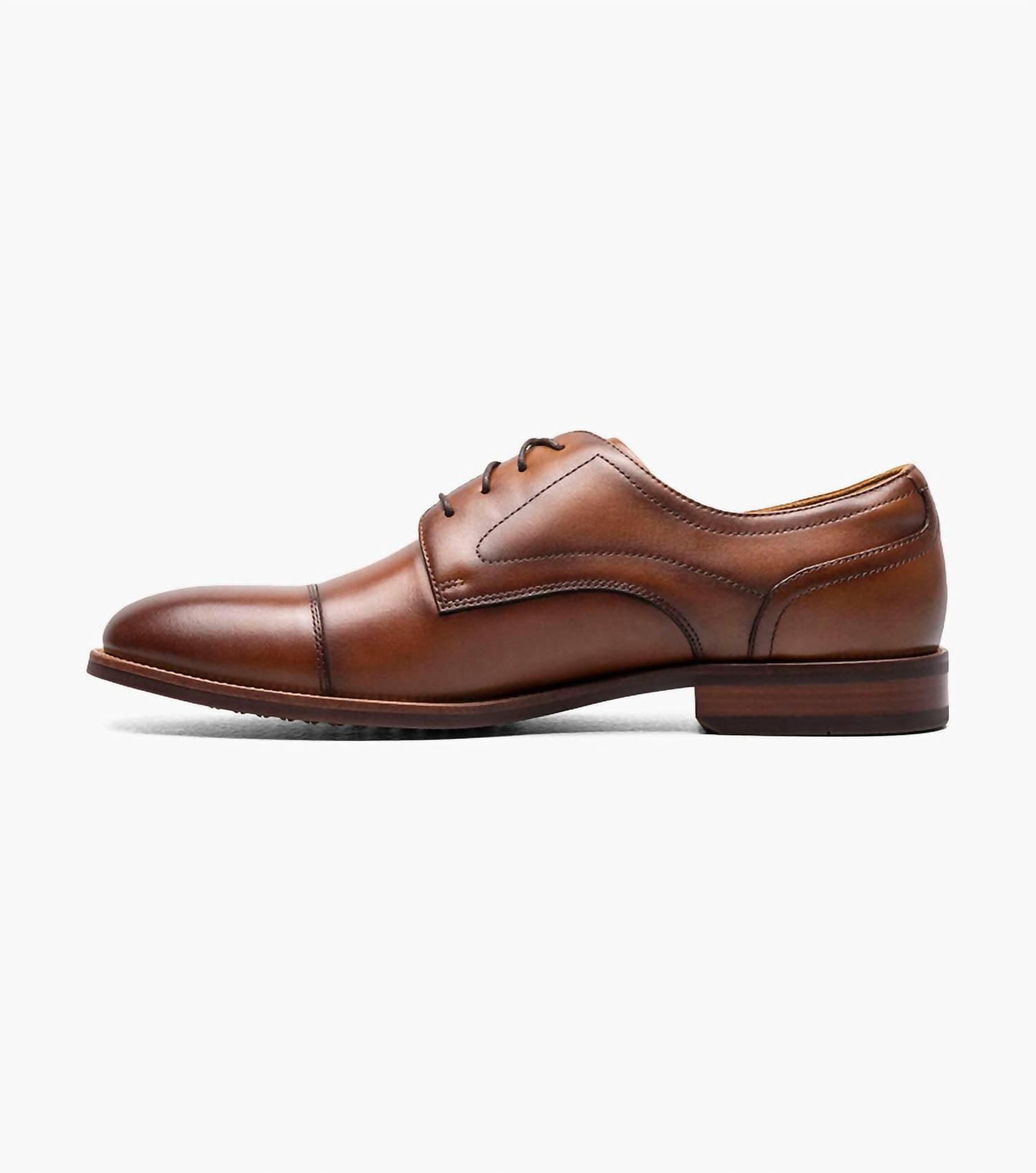 Florsheim Men's Rucci Cap Toe Oxford Shoes in cognac - men's shoe - detail view