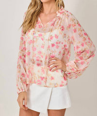 Mystree - Bubble Sleeve Lurex Ruffle Collar Blouse