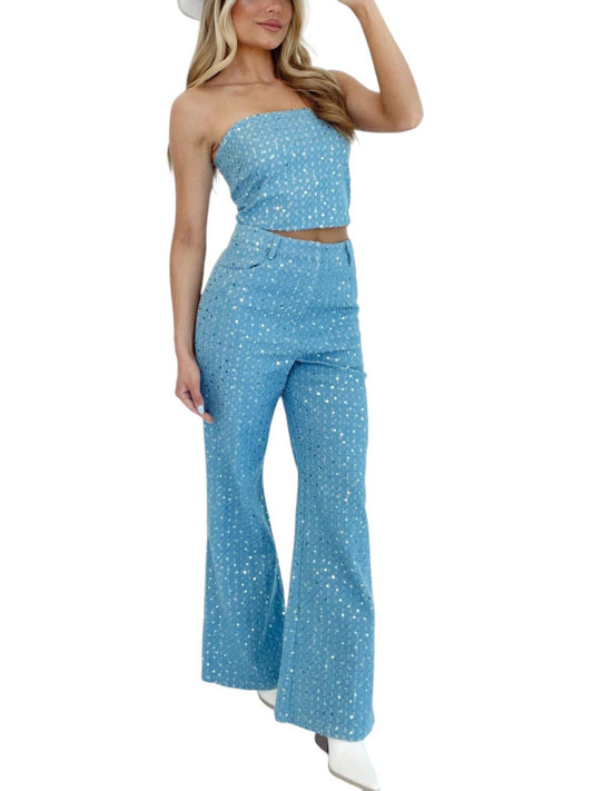 Le Lis - High Waisted Wide Reg Sequin Pants