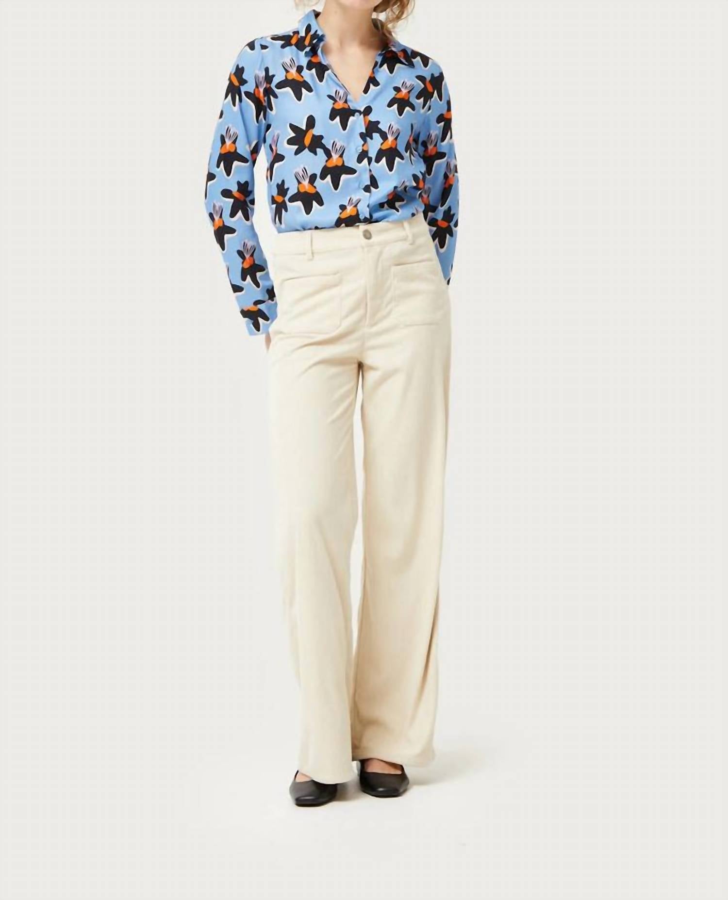 Compañía Fantástica Calatea Floral Print Shirt in blue - women's shirt - alternate view