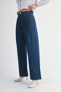 MABLE Sasha Pintuck Pants in indigo denim - women's jeans - alternate view