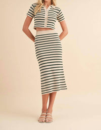 Wishlist - Striped Crop Top And Maxi Skirt Set