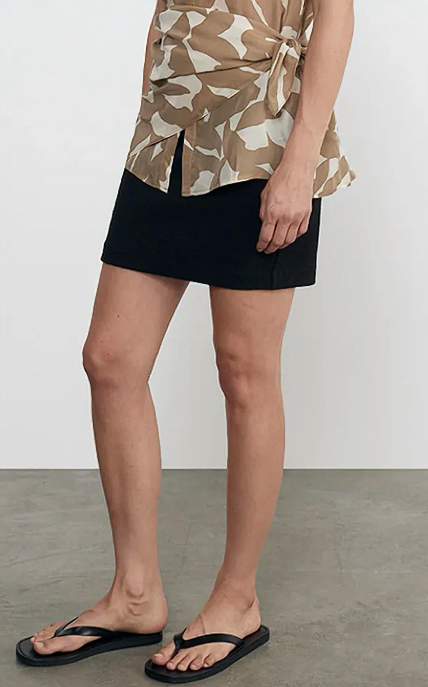 Enza Costa Jaquard Mini Skirt in black - women's skirt - alternate view