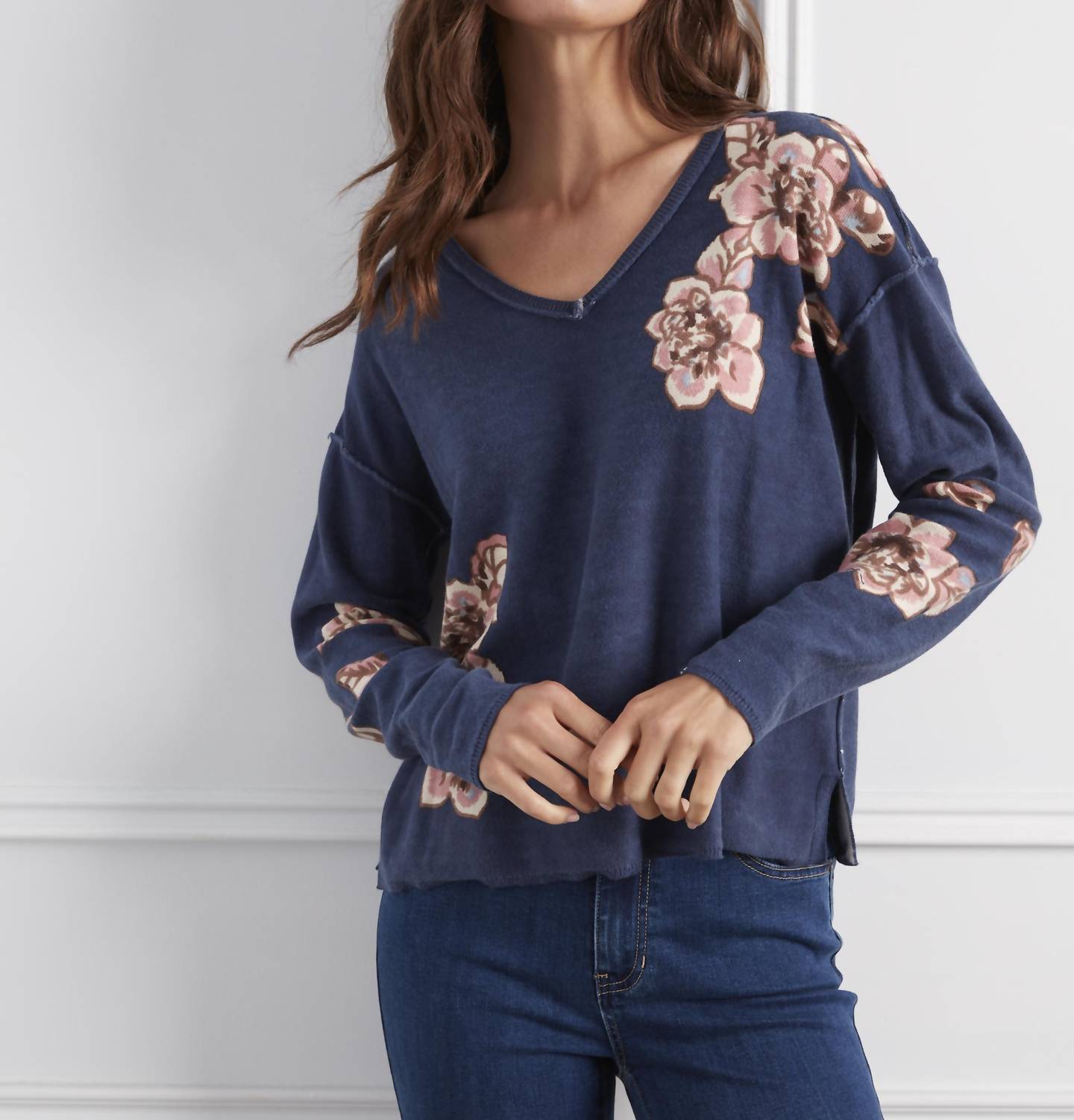 Charlie B - Reversible Sweater With Floral Print