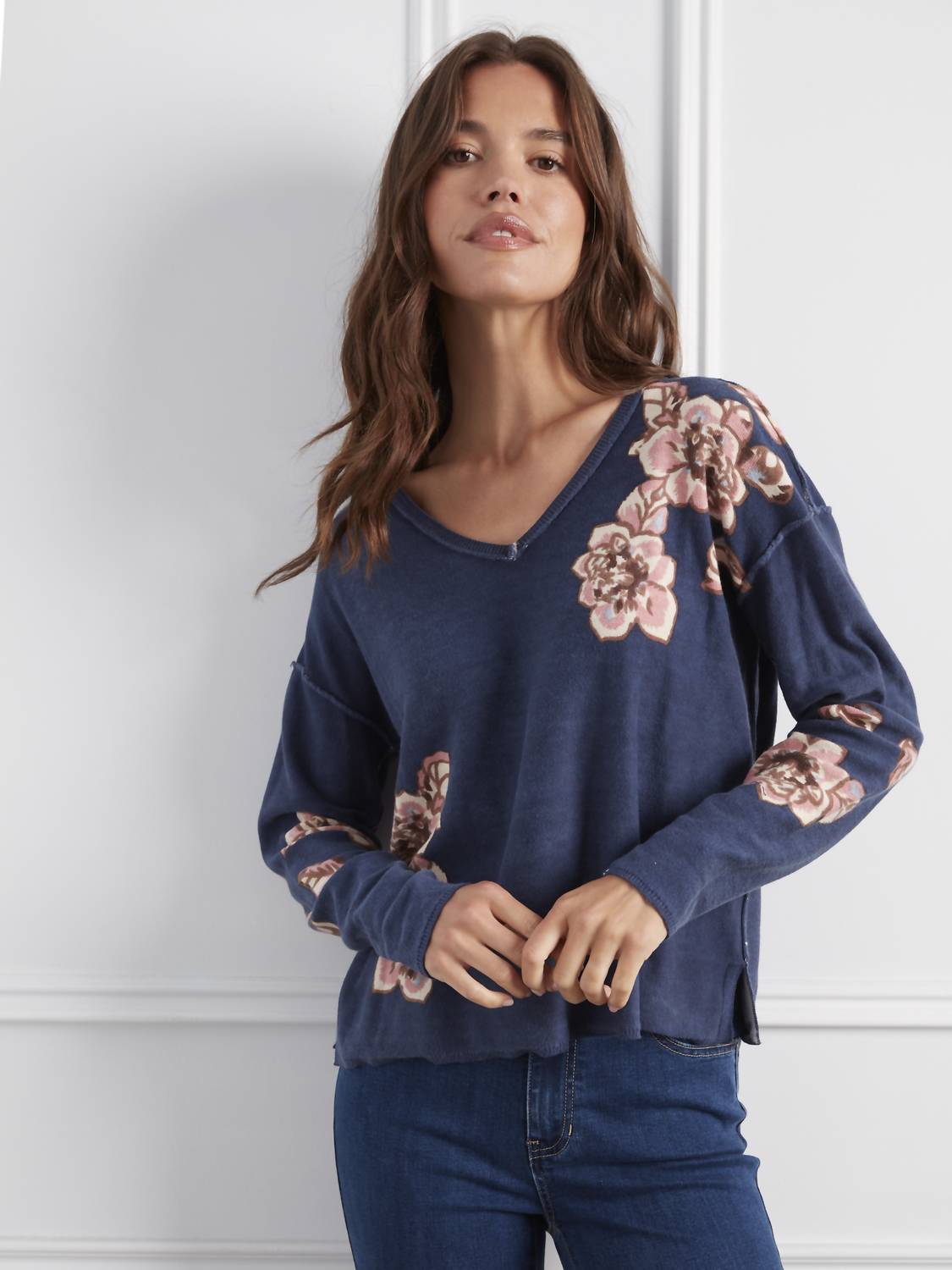 Charlie B - Reversible Sweater With Floral Print