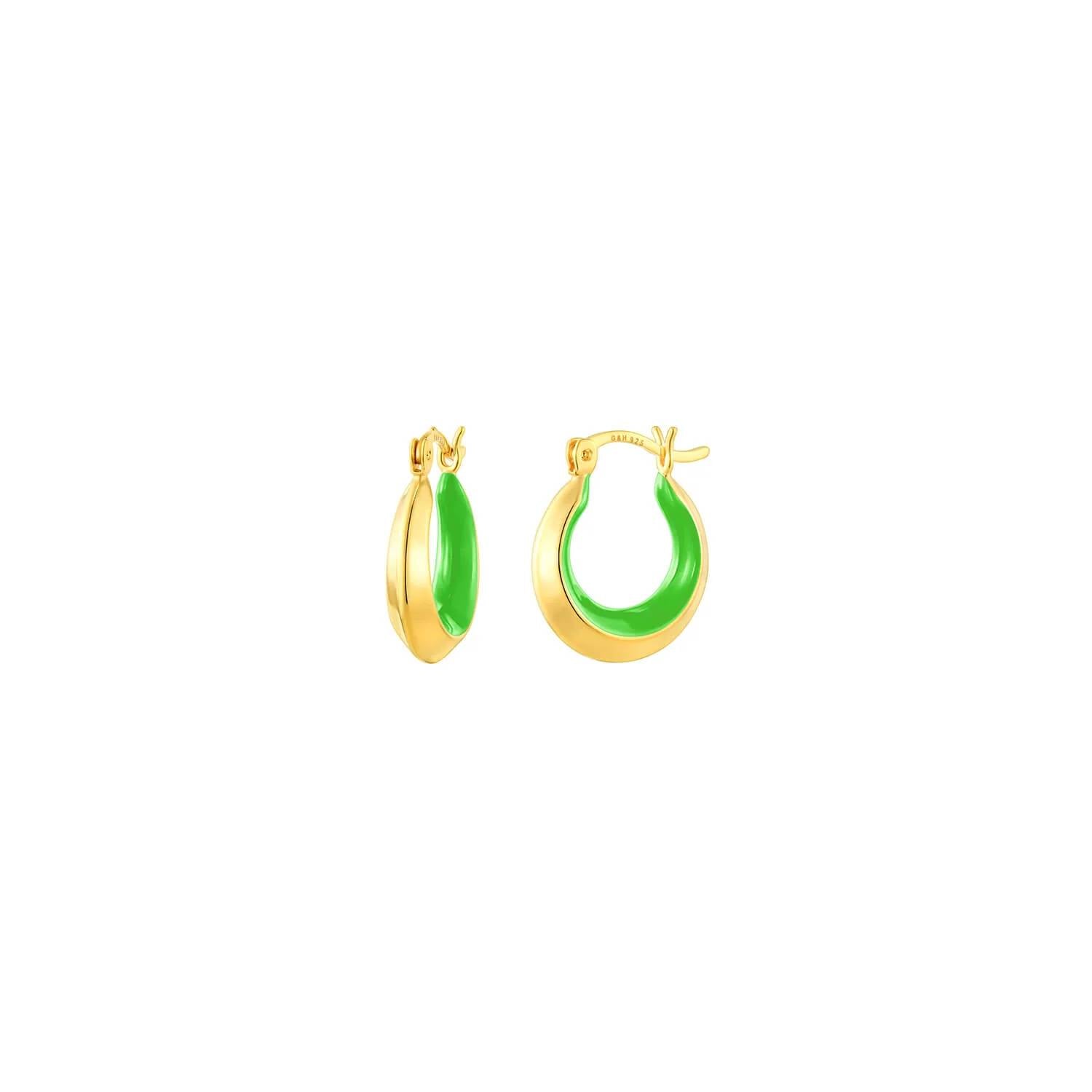 Gold & Honey - Women's Petite Enamel Slope Huggie Hoop Earrings
