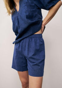 0039 Italy BELLA LINEN SHORT in navy - women's shorts - alternate view