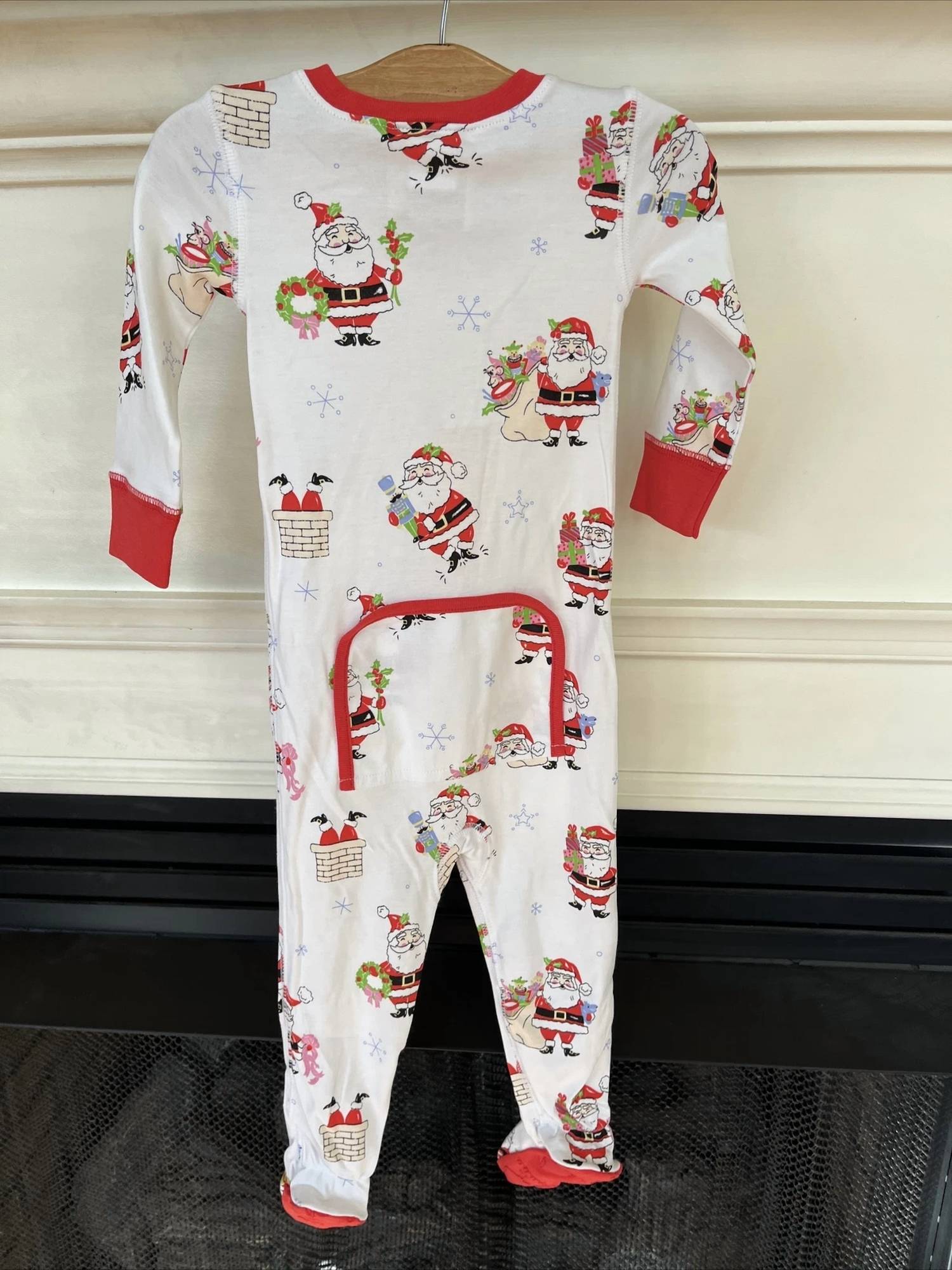 The Beaufort Bonnet Company Girls' Be Jolly Santa One Piece in red - kids' item - detail view