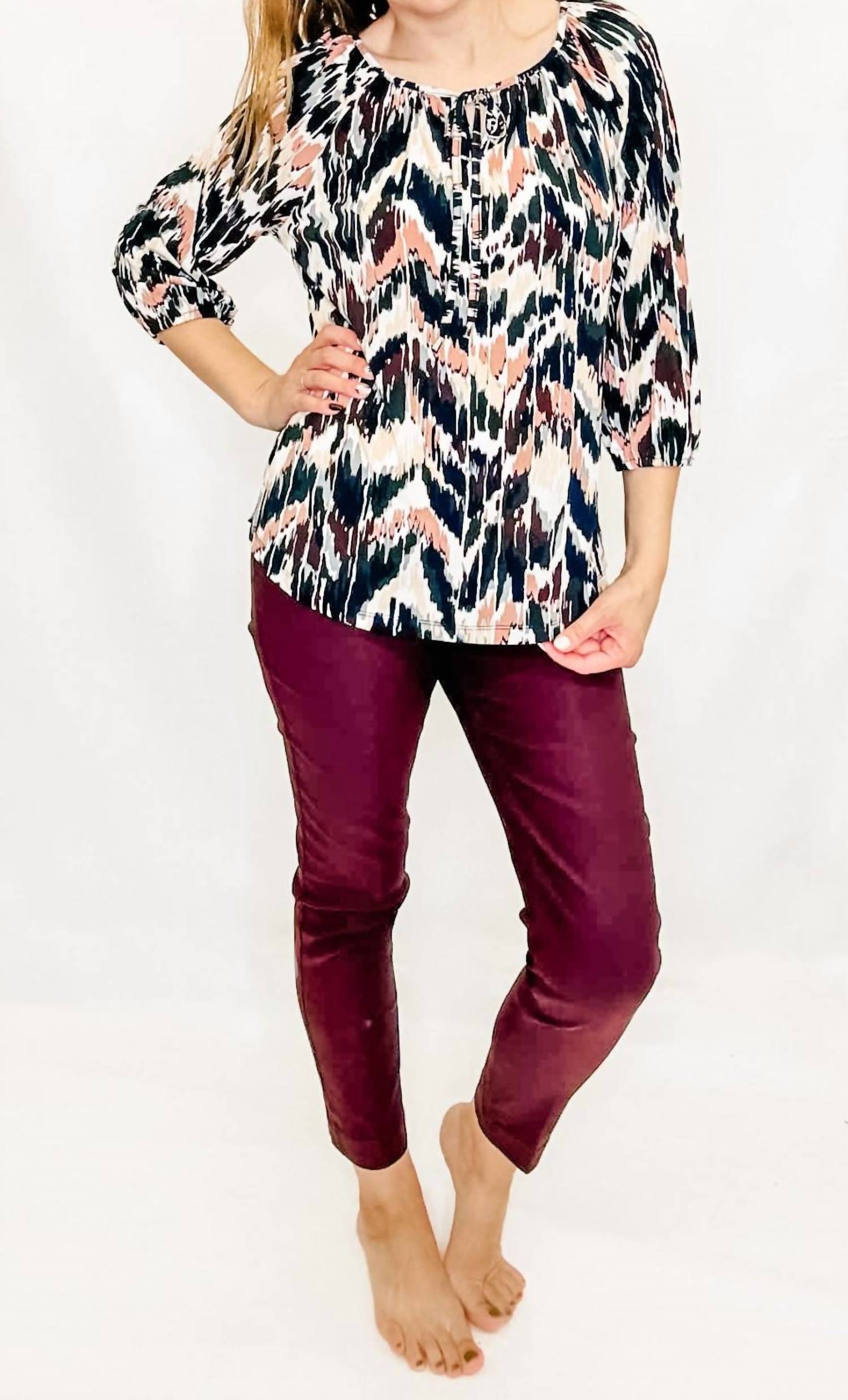 Multiples - Three Quarter Sleeve Peasant Top