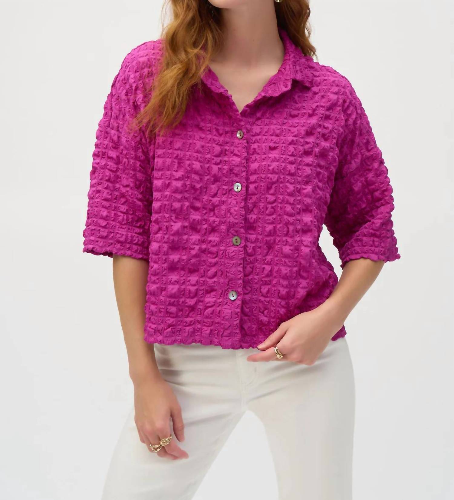 Joseph Ribkoff - Bubble Jacquard Button-down Blouse