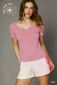 Umgee - Scallop Trim Fitted Tee