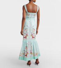 Self-Portrait - Floral Linen Midi Dress