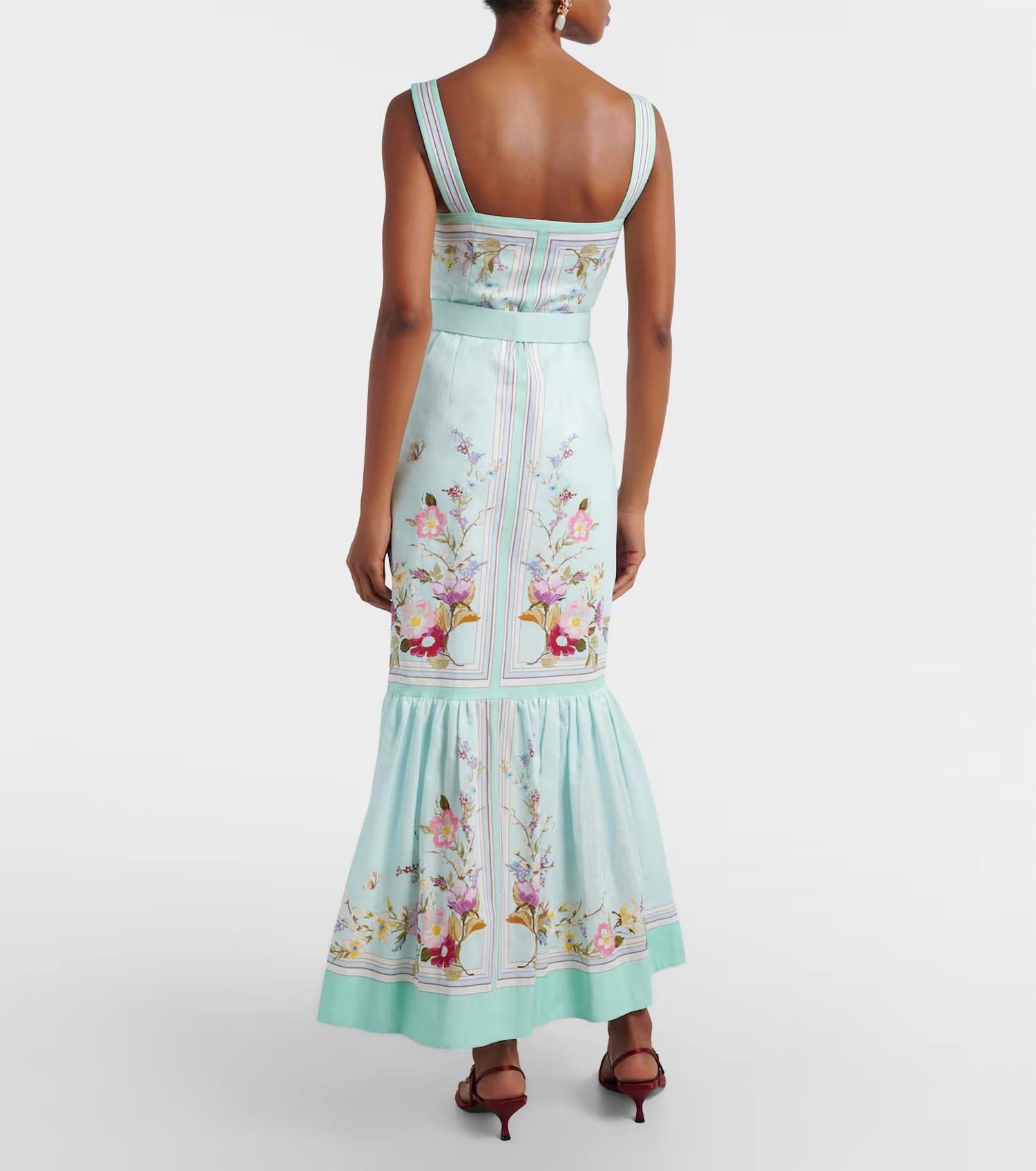 Self-Portrait - Floral Linen Midi Dress