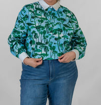 De Loreta - Nopal Button Down Long Sleeve Blouse - Plus