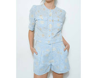 Ina Fashion - Cotton Embroidered Eyelet Cropped Top And Short Set