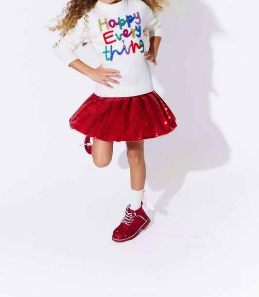 Lola + The Boys - Girl's Pleated Shimmer Skirt