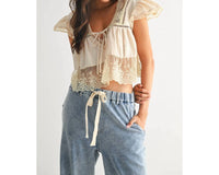 Camellia - Lace Trim Blouse