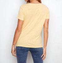 CHARLIE B Linen V-neck T-shirt in sunshine - women's t-shirt - view 4
