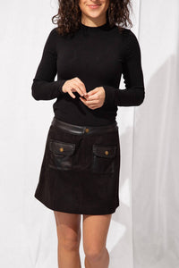 MIOU MUSE Bridget Suede Skirt in black - women's skirt