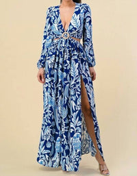 The Sang - Camille Chiffon O Ring Detail Floral Dress