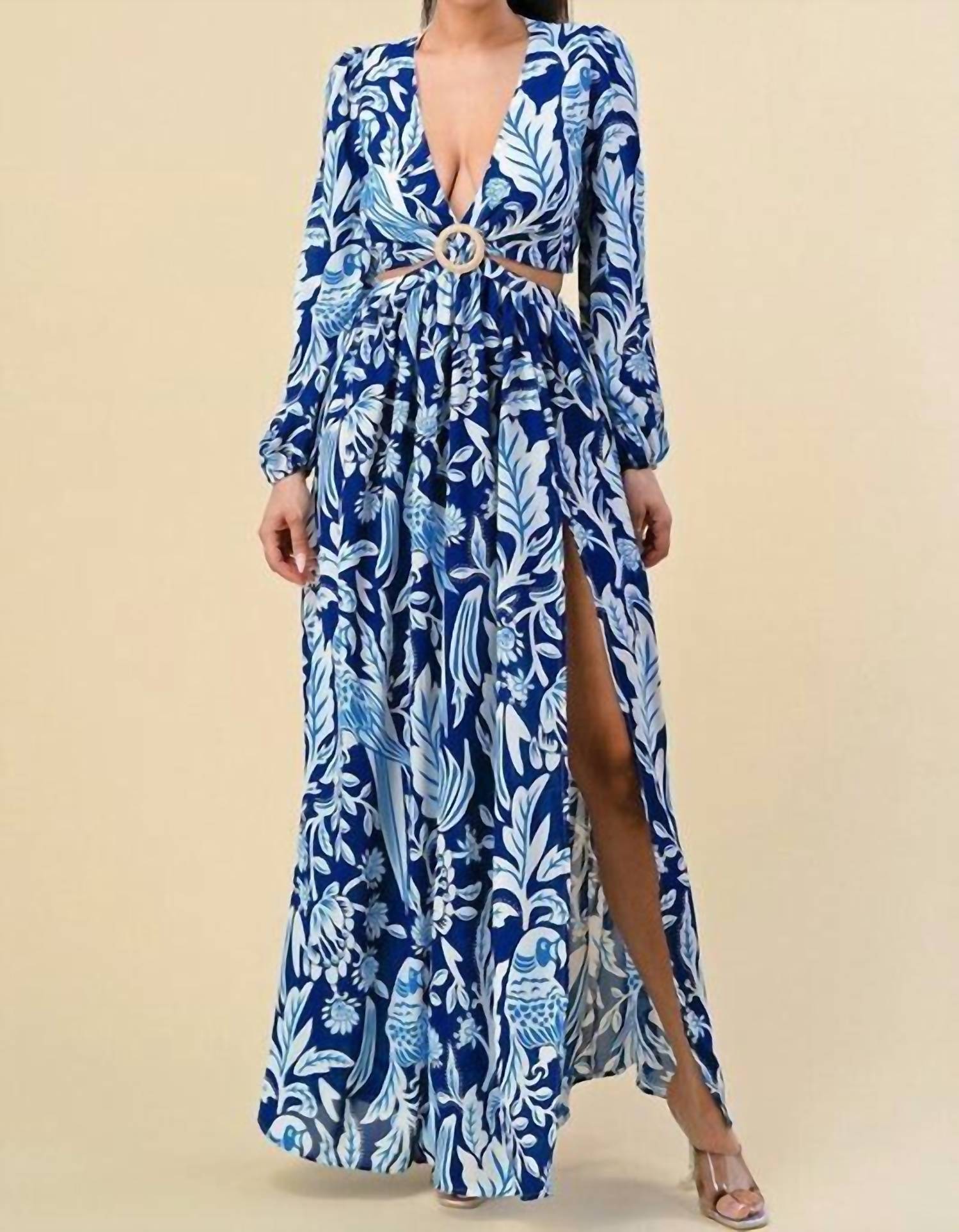 The Sang - Camille Chiffon O Ring Detail Floral Dress