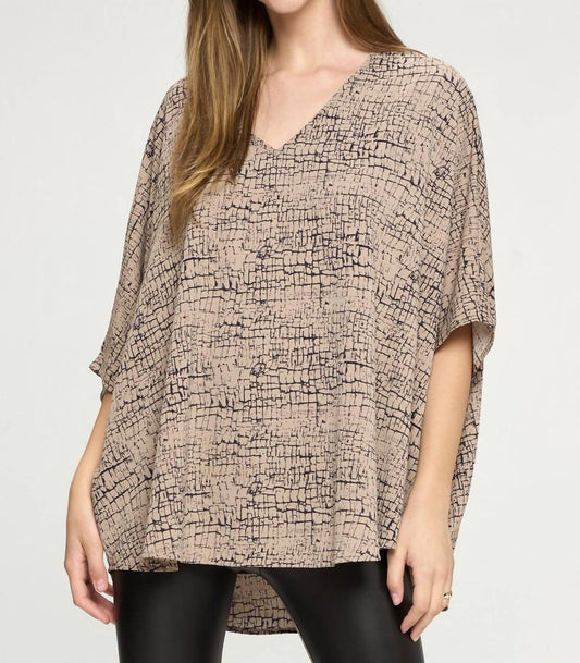 Adrienne - Animal Print Poncho V-neck Tunic
