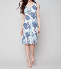 CHARLIE B Sleeveless Printed Cotton Gauze Dress in waterlily - women's dress