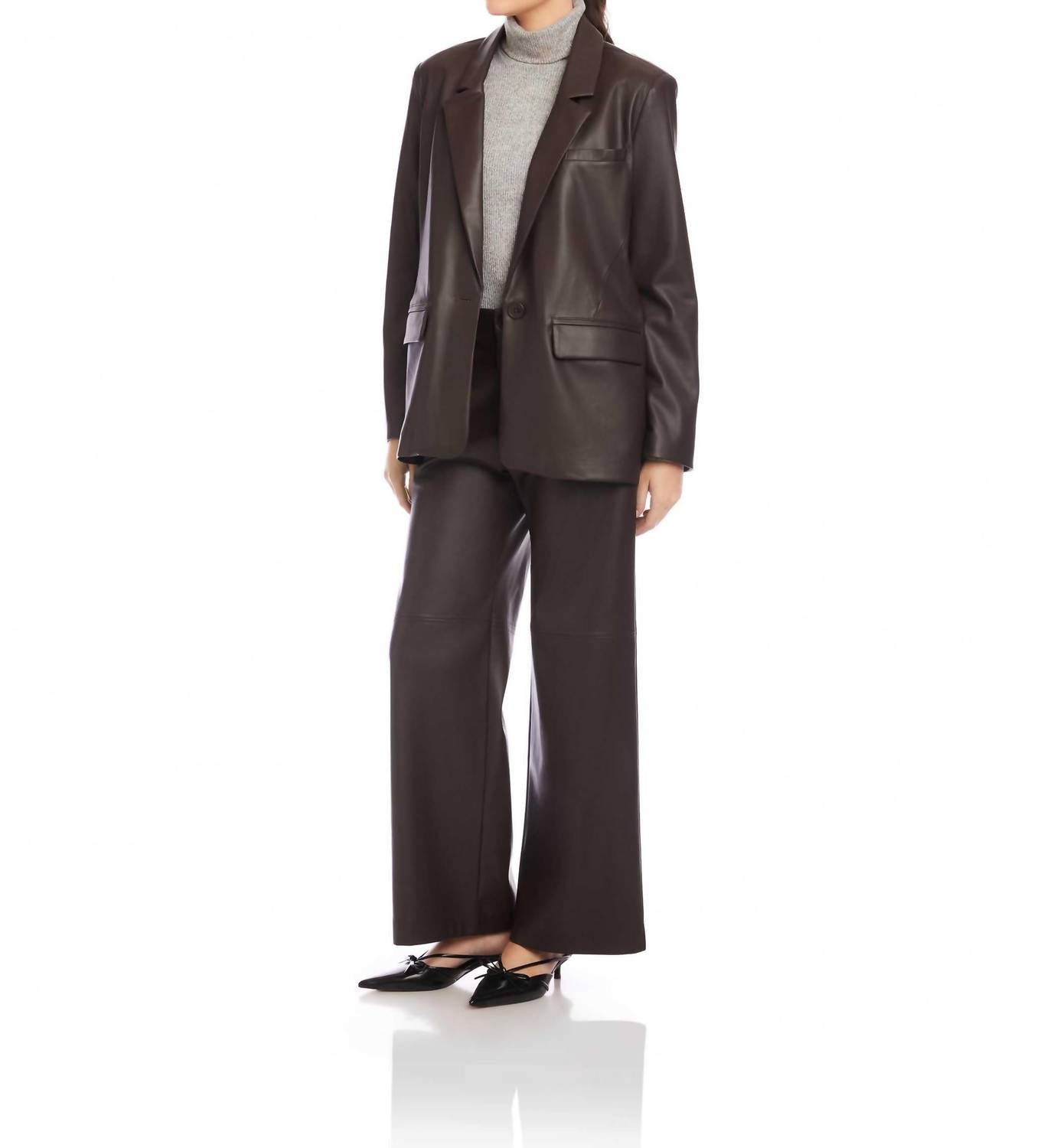 Fifteen Twenty - Regan Faux Leather Blazer