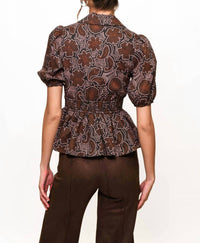 hutch Fowler Top in black copper rodeo floral - women's blouse - alternate view