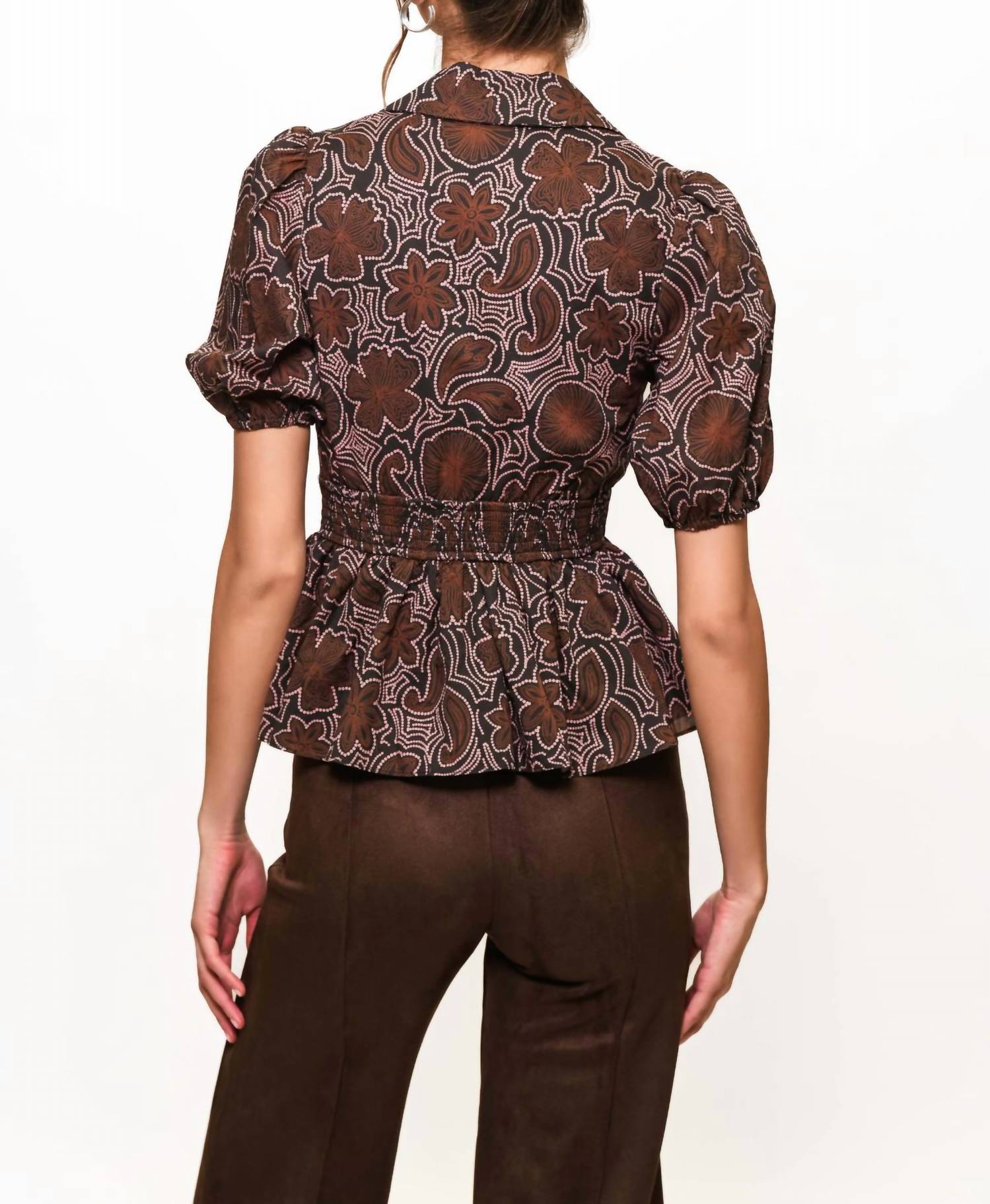 hutch Fowler Top in black copper rodeo floral - women's blouse - alternate view