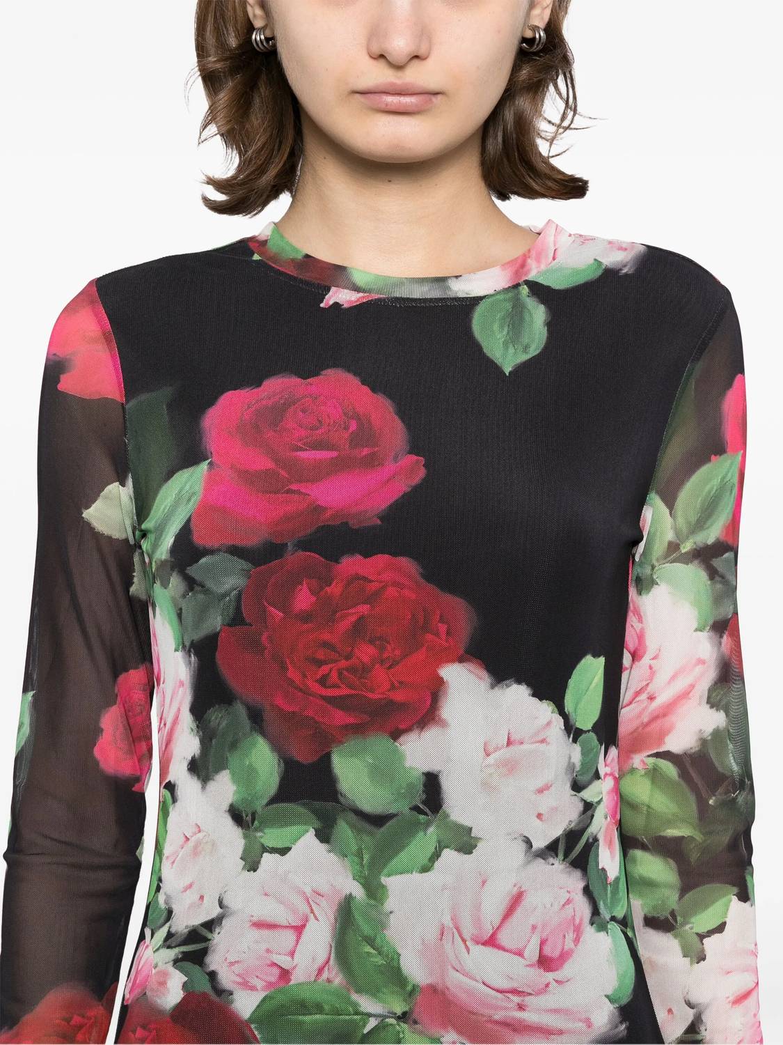 Johnny Was Lolia Mesh Midi Dress in maria rosa - women's dress - alternate view