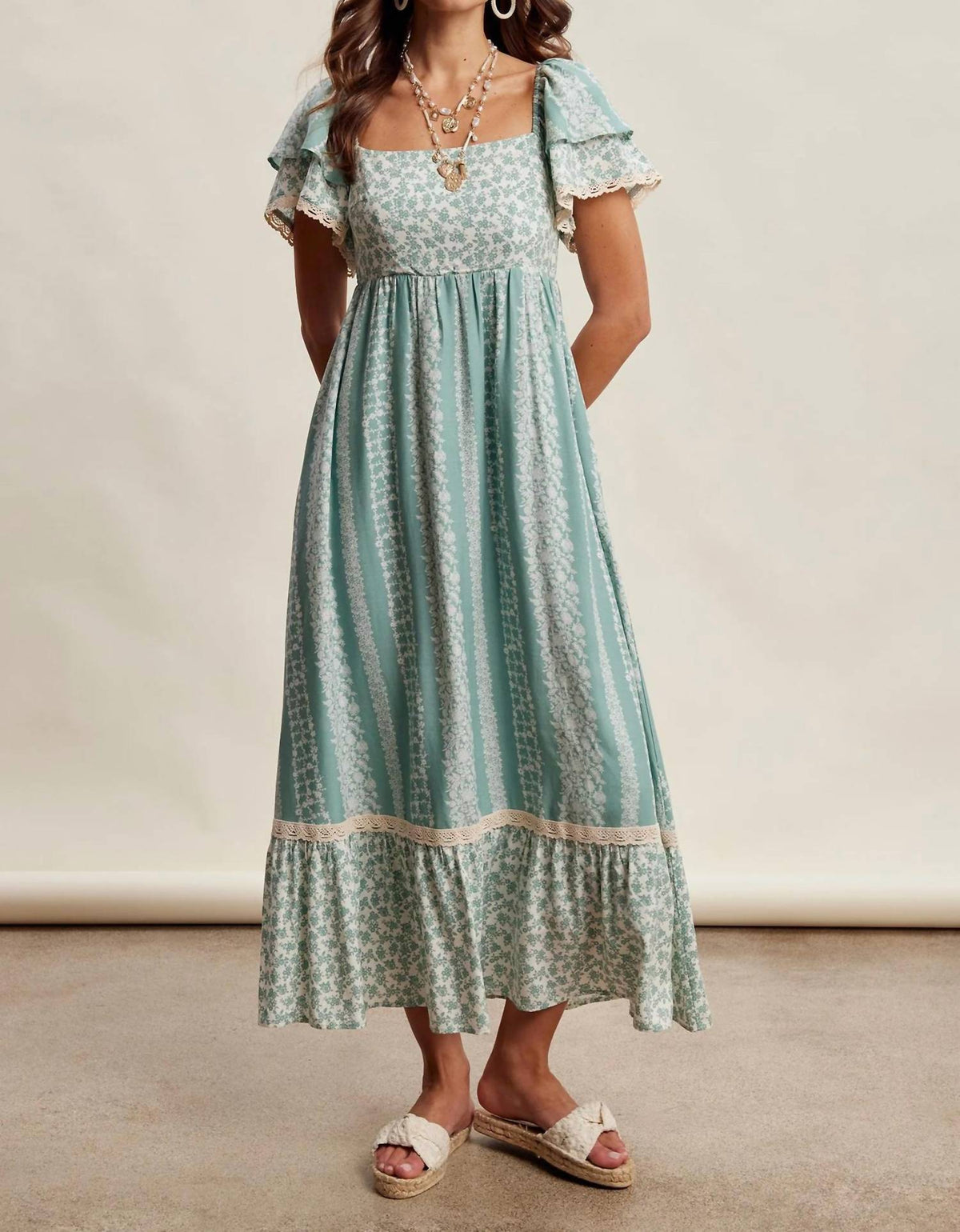 Listicle - Willow Mist Floral Maxi Dress