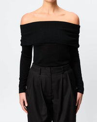 OLIVACEOUS The Maren Off-shoulder Top in black - women's sweater