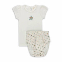 Ely'S & Co. - Girls Ribbed Floral Embroidered T-shirt And Bloomer Set