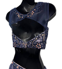 ALYCE PARIS Two Piece Embellished Tulle Prom Dress in navy blush - women's dress - detail view
