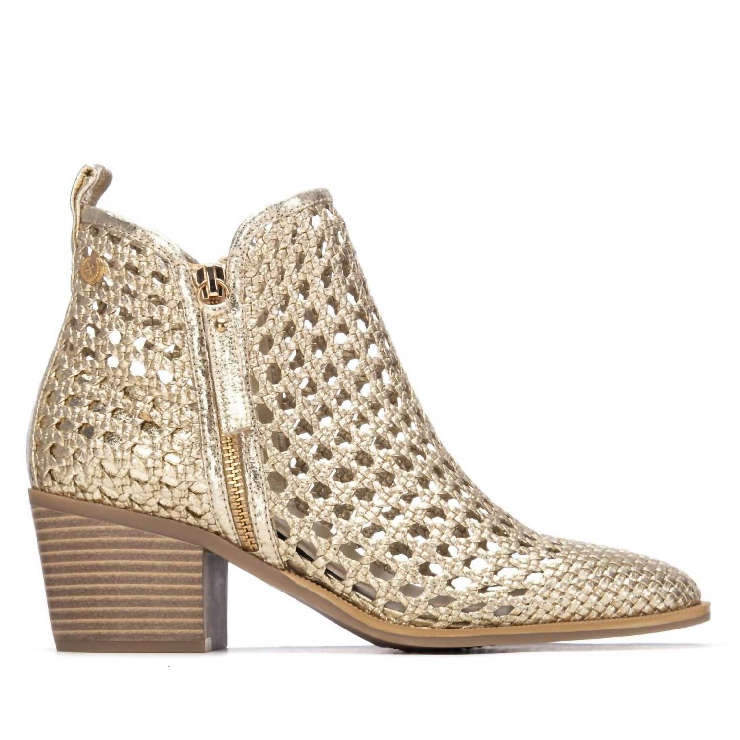 Xti Women's Microfiber Casual Ankle Boots in gold - women's shoe - detail view