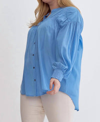 Entro - Sara Curve Pleated Detail Button Up Blouse