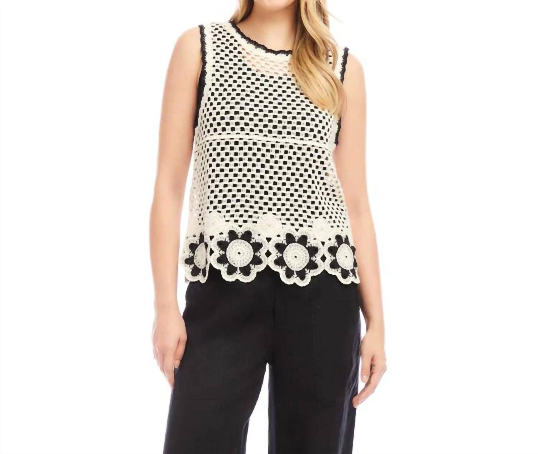 Karen Kane - Celine Crochet Flower Detail Sweater Tank